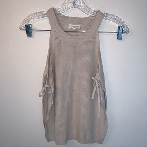 NAF NAF Cream Ribbed Side Tie Up Tank Top S